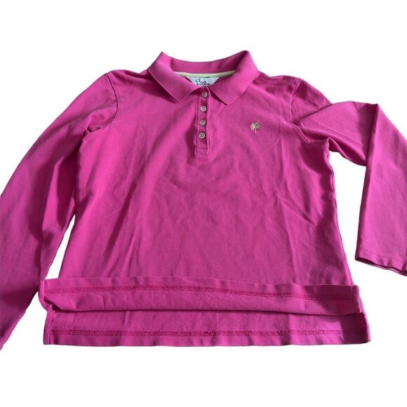 LILLY PULITZER Pink Collared Long Sleeve Polo Shirt Size MEDIUM - Picture 5 of 11
